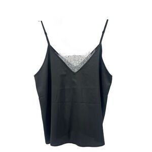 Forever 21 Black Satin Lace Insert Cami – Size Large NWT Modest Coverage